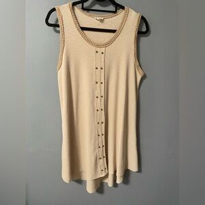 NWOT POL Studs Detail Tunic/ Tank Dress with High-Low Raw Hem. Size Small